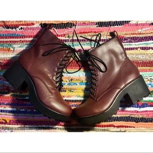 Burgundy Platform Boots